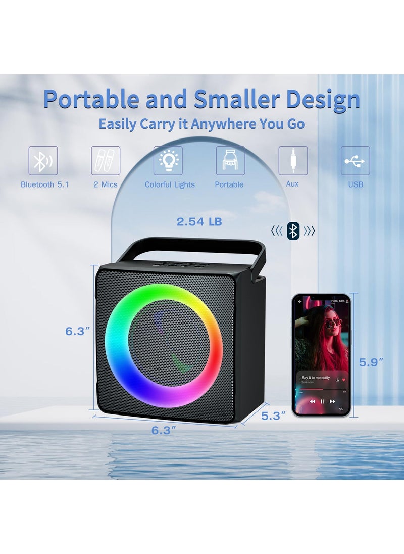 SDRD - Karaoke Machine with 2 Wireless Microphones, Bluetooth Speaker with Party Lights - Image 1