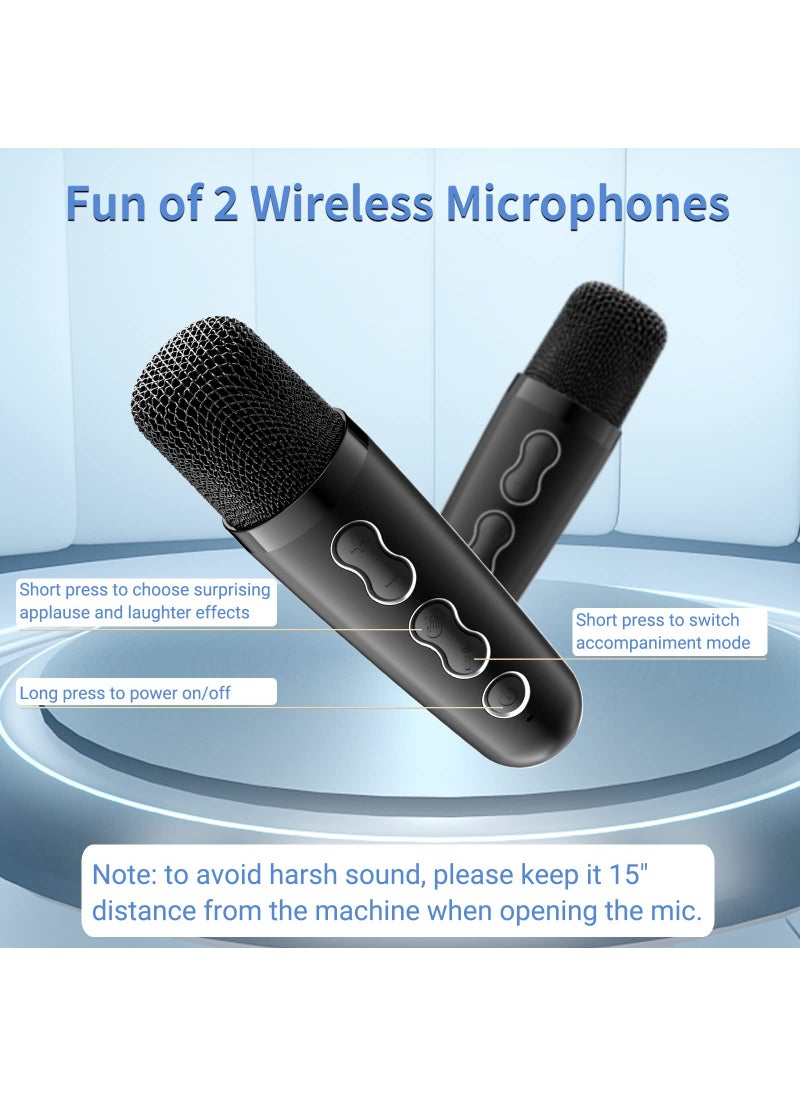 SDRD - Karaoke Machine with 2 Wireless Microphones, Bluetooth Speaker with Party Lights - Image 1