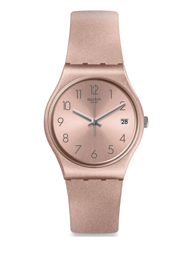 Swatch GP403 Silicone Brown Dial Round Analog Watch for Women - Brown - Image 1