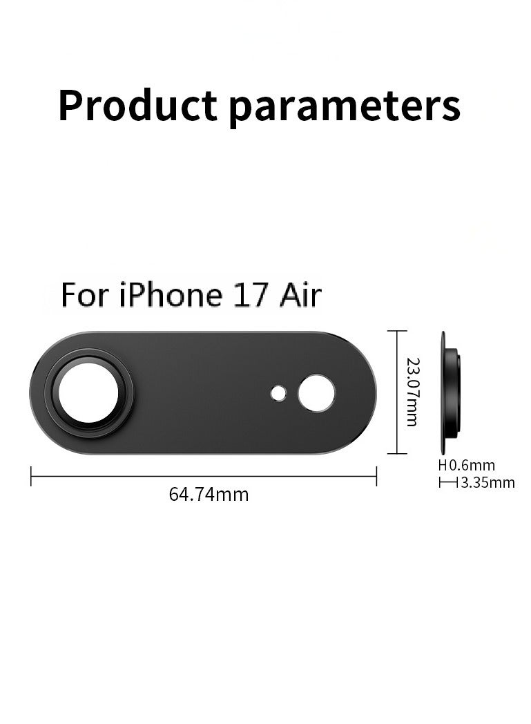 For iPhone 17 Air Camera Lens Protector [Drop Protection] [Full Coverage] [3D Metal] [Case Friendly] Tempered Glass Camera Cover for iPhone 17 Air - Black - Image 2