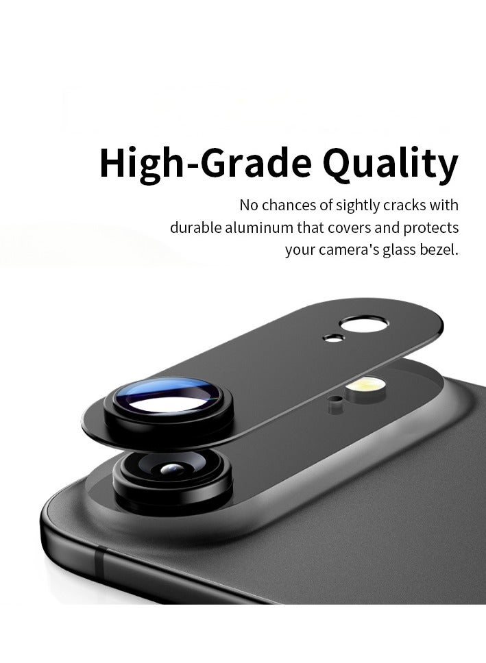 For iPhone 17 Air Camera Lens Protector [Drop Protection] [Full Coverage] [3D Metal] [Case Friendly] Tempered Glass Camera Cover for iPhone 17 Air - Black - Image 3