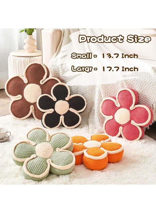 Kcvvcr Flower Pillow, Soft Flower Shaped Floor Cushion, Flower Decorative Throw Pillow, Cute Flower Seating Cushion, Flower Room Décor Plush Pillows for Sofa Couch Bed (13.7 Inch, Sage Green) - Image 3