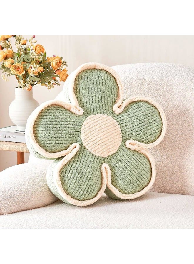 Kcvvcr Flower Pillow, Soft Flower Shaped Floor Cushion, Flower Decorative Throw Pillow, Cute Flower Seating Cushion, Flower Room Décor Plush Pillows for Sofa Couch Bed (13.7 Inch, Sage Green) - Image 1