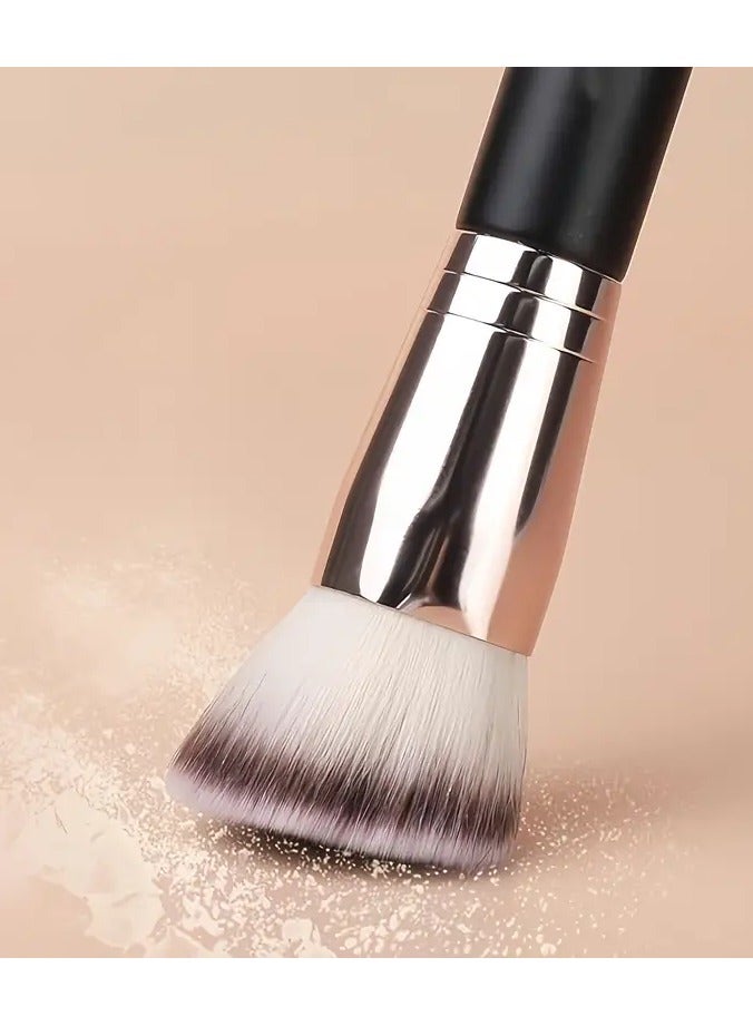 Rozino مجموعة فرش مكياج الأساس ذات الطرفين 2 قطعة - زاوية كونتور وقمة مسطحة، شعيرات نايلون ناعمة، مقبض خشبي، خالية من العطور، صديقة للبشرة، مثالية للمبتدئين والسفر، أداة تجميل وجه متعددة الوظائف، حامل فرش المكياج - Image 3