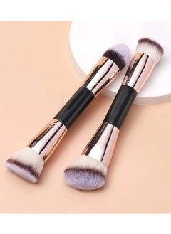 2pcs Dual-Ended Foundation Makeup Brush Set - Angled Contour & Flat Top, Soft Nylon Bristles, Wooden Handle, Fragrance-Free, Skin-Friendly, Ideal for Beginners & Travel, Multi-Functional Facial Beauty Tool, Makeup Brush Holder - pzsku/Z6C50EC37860FFD6C0964Z/45/_/1737026604/a98eb1e5-9915-4abf-b5d4-54ad09b2d722