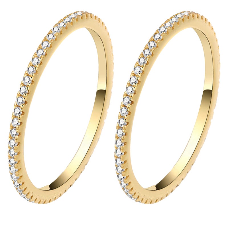 LevyPan 2-Pack 14K Gold Plated Stacking Rings for Oura Ring Gen 4/Gen 3, Cubic Zirconia Simulated oura ring stack Diamond Rings for Women - Image 1
