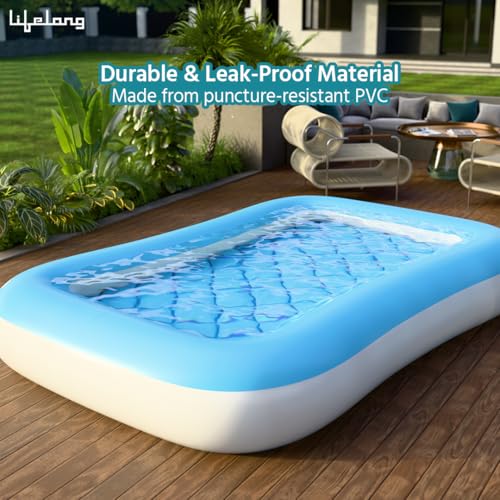 Lifelong Swimming Pool for Kids | Inflatable Rectangular Baby Pool Portable Baby Bath tub | Indoor & Outdoor Swimming Pool for Kids (Blue) - Image 5