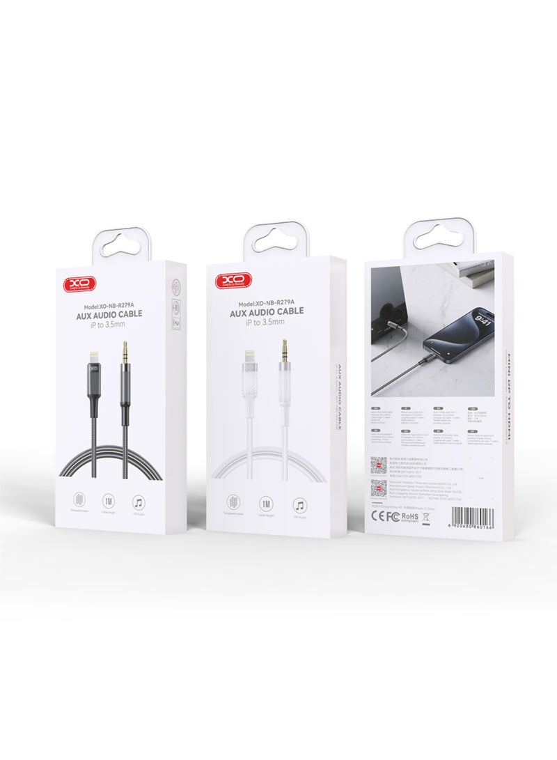 XO NB-R279A IP to 3.5 Brushed Clear Audio Cable - Image 4