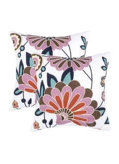 Donetella 2 Piece Embroidered Cushion Cover (45x45 cm) without filler Multicolor  - Image 1