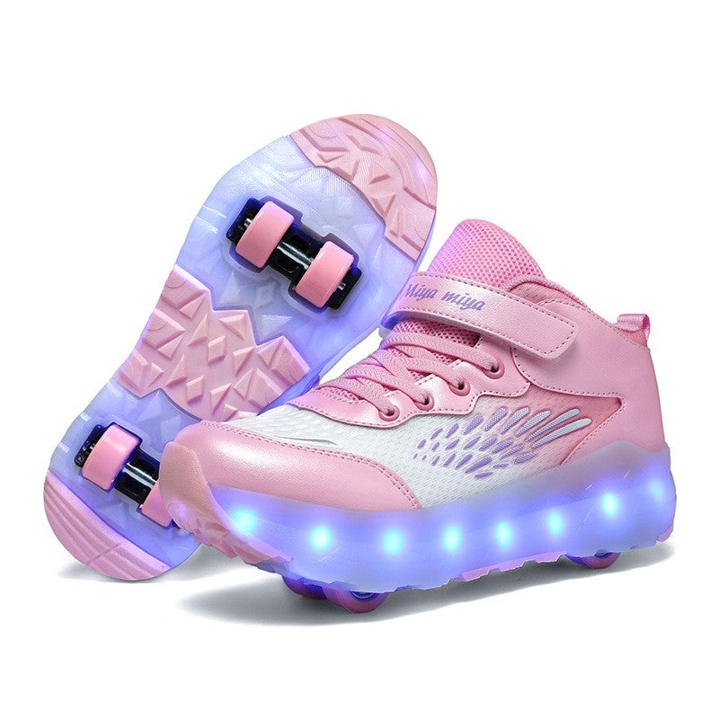 Miya Kids And Adult Roller Skates Shoes 4 Wheels Roller Shoes Boys Girls Wheel Shoes Roller Sneakers Shoes for Beginner More Balanced - Image 1
