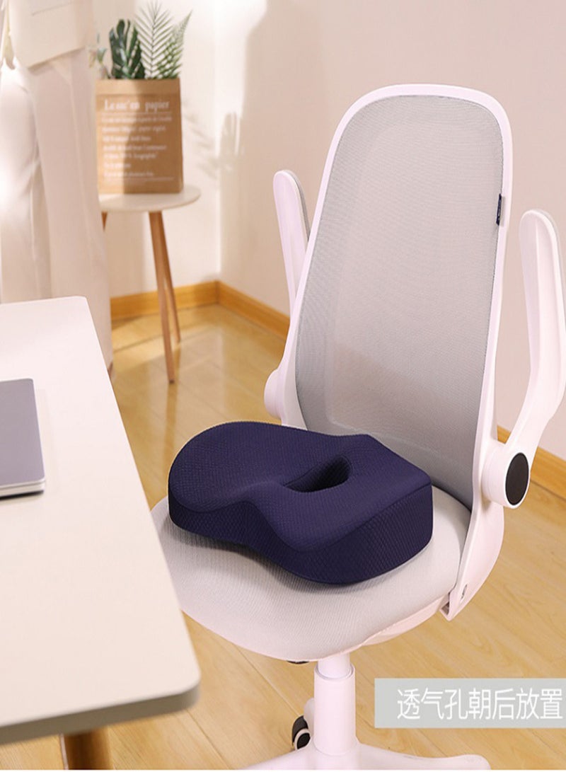 Hollow Cushion Office Seat Cushion Beautiful Buttock Cushion Memory Foam Slow Rebound Cushion Navy Blue 42*33*8cm - Image 3