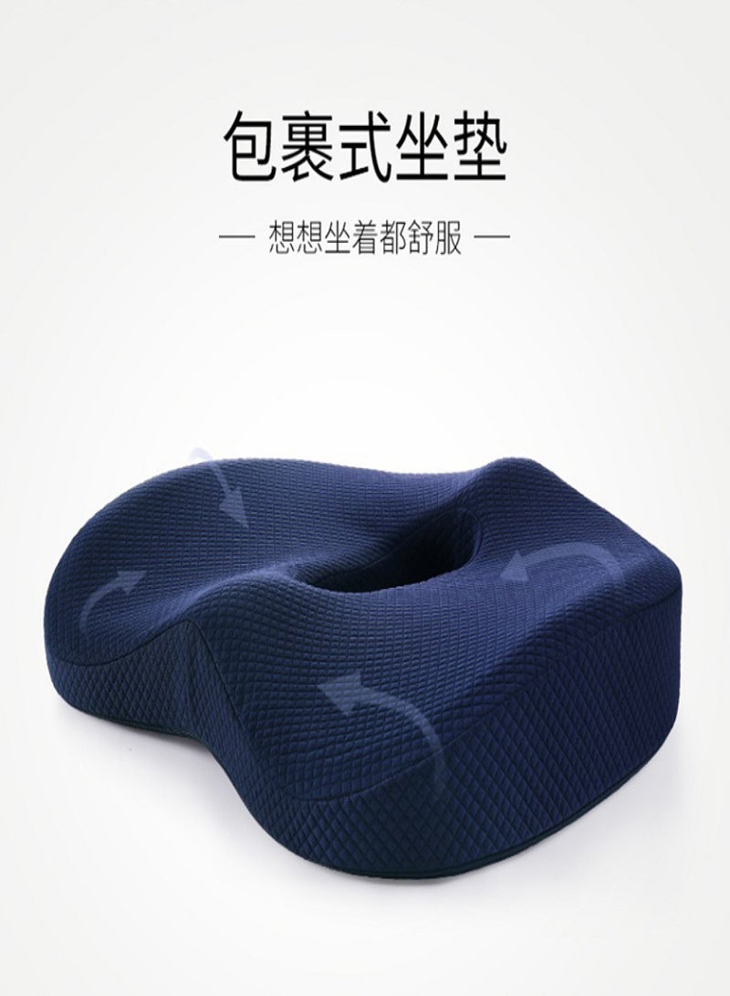 Hollow Cushion Office Seat Cushion Beautiful Buttock Cushion Memory Foam Slow Rebound Cushion Navy Blue 42*33*8cm - Image 5