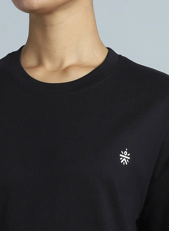 Cult Women Black Back Print Relaxed Fit T-Shirt
