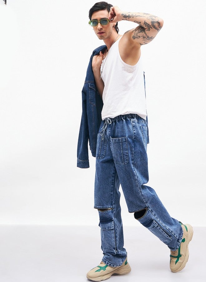 Mascln Sassafras Light Fade Blue Wide Leg Jeans for Men - Image 5