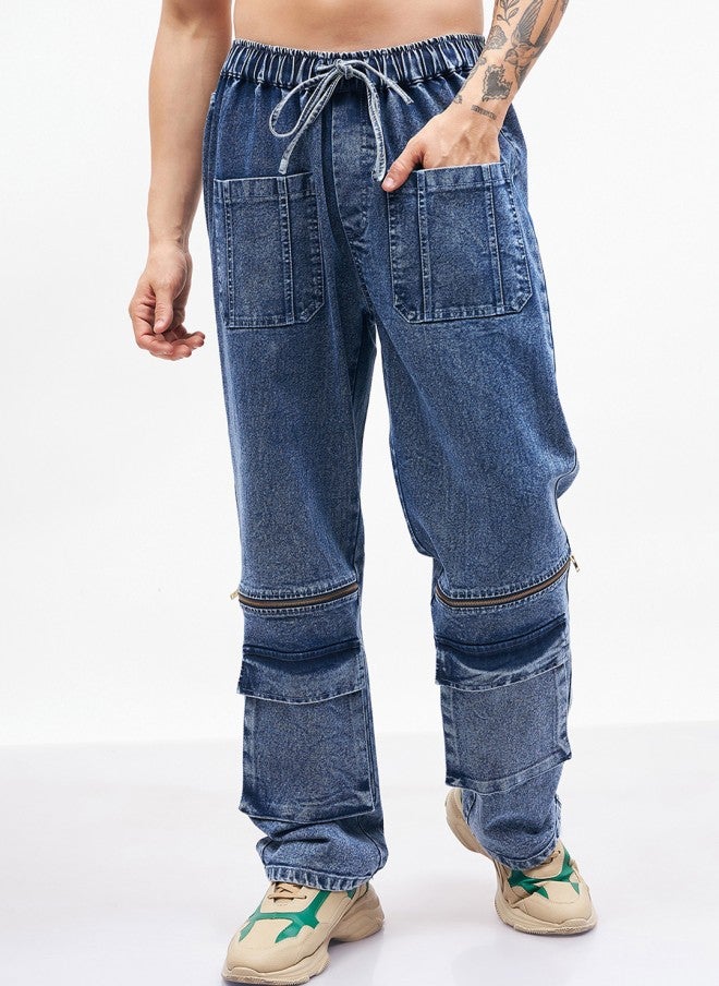 Mascln Sassafras Light Fade Blue Wide Leg Jeans for Men - Image 1