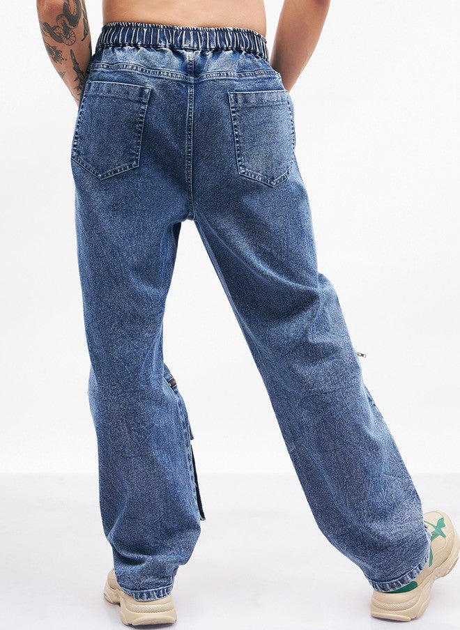 Mascln Sassafras Light Fade Blue Wide Leg Jeans for Men - Image 4