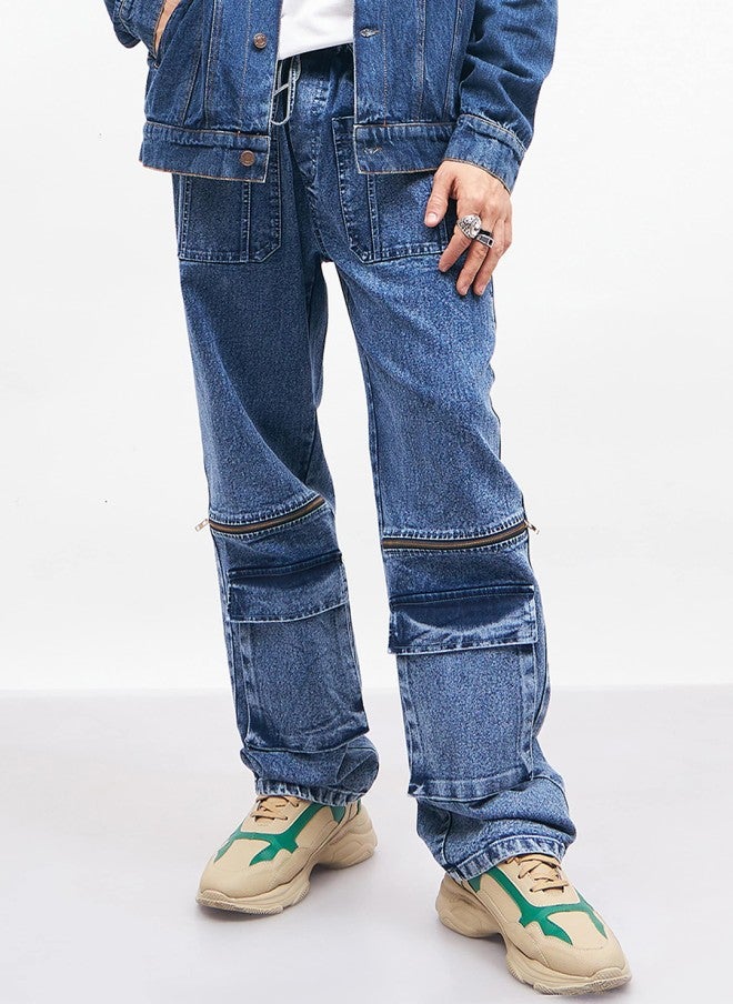 Mascln Sassafras Light Fade Blue Wide Leg Jeans for Men - Image 2