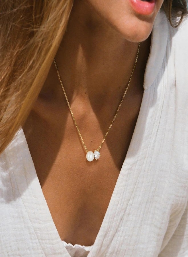 Fettero Gold Necklace for Women - 14K Plated Dainty Gold Necklaces Charm Pearl Toi et Moi Necklaces for Women Jewelry Gift - Image 3
