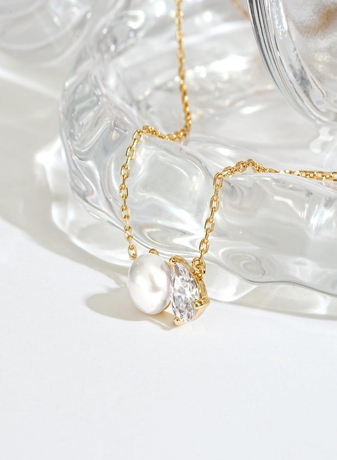 Fettero Gold Necklace for Women - 14K Plated Dainty Gold Necklaces Charm Pearl Toi et Moi Necklaces for Women Jewelry Gift - Image 4