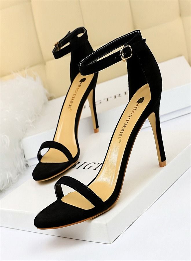 BIGTREE Open-Toed High-Heeled Sandals 8CM Black