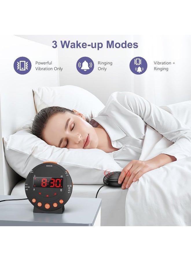 JOUDIYA Alarm Clock with Bed Shaker, Sonic Bomb Vibrating Alarm Clock for Heavy Sleepers & Hearing Impaired, Adjustable Volume & Dimmer, Snooze, USB Charging Port - Image 5