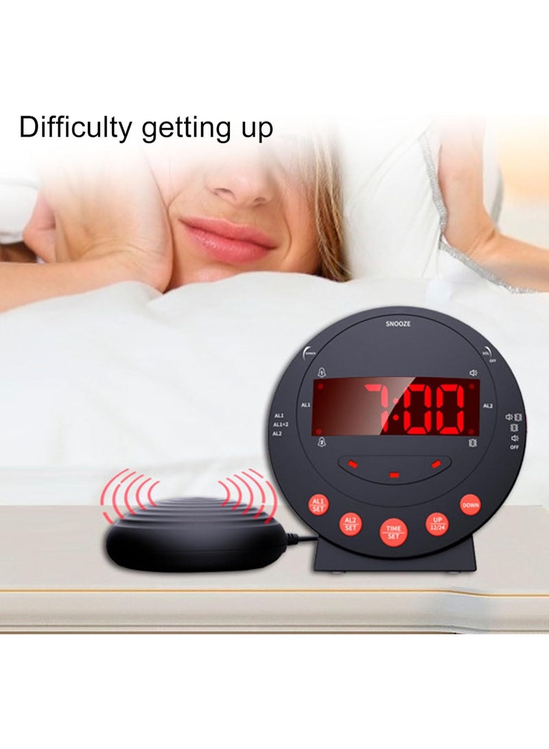 JOUDIYA Alarm Clock with Bed Shaker, Sonic Bomb Vibrating Alarm Clock for Heavy Sleepers & Hearing Impaired, Adjustable Volume & Dimmer, Snooze, USB Charging Port - Image 4
