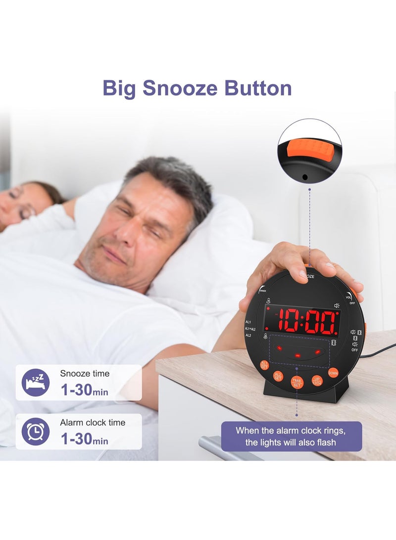 JOUDIYA Alarm Clock with Bed Shaker, Sonic Bomb Vibrating Alarm Clock for Heavy Sleepers & Hearing Impaired, Adjustable Volume & Dimmer, Snooze, USB Charging Port - Image 3