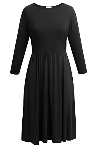Smallshow Womens Maternity Nursing Dress 34 Sleeve Dress for Breastfeeding XXLarge Black - Image 3