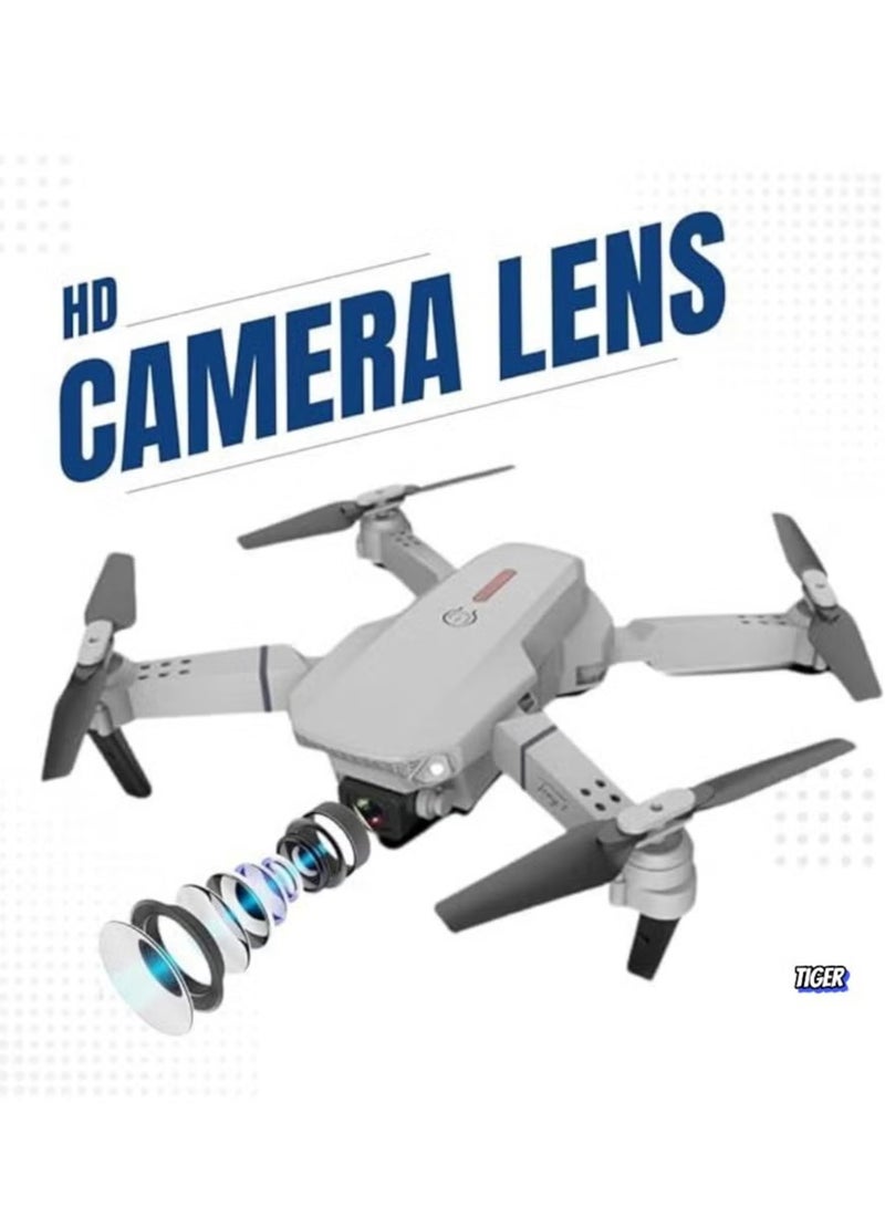 TIGER Foldable Quadcopter Drone with 360° Roll – 150m Range, Dual HD Camera Lenses, 25-30 Min Flight Time, Speed Control, Gesture Manipulation, Optical Flow, Obstacle Avoidance (Grey) - Image 1