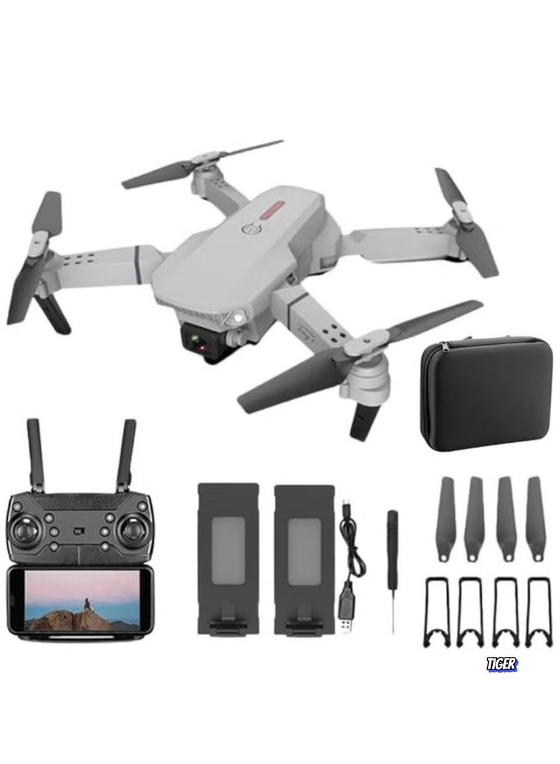 TIGER Foldable Quadcopter Drone with 360° Roll – 150m Range, Dual HD Camera Lenses, 25-30 Min Flight Time, Speed Control, Gesture Manipulation, Optical Flow, Obstacle Avoidance (Grey) - Image 2