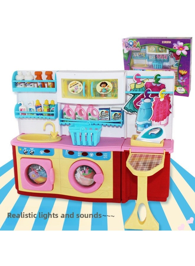 Qunfeng Dora Genuine Children's Play House Electric Water Kitchen Birthday Gift Educational Set Girls Toys-Color:2530 Ice Cream Machine - Image 4