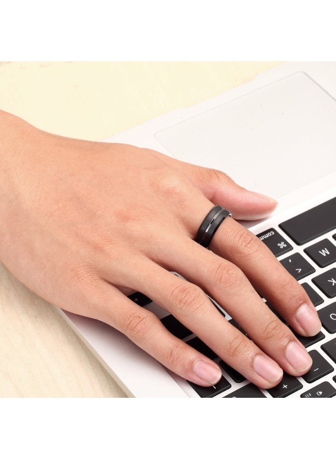 GiGi Elegant black stainless steel ring, rust-resistant, with a distinctive classic design, suitable for both men and women - Image 2