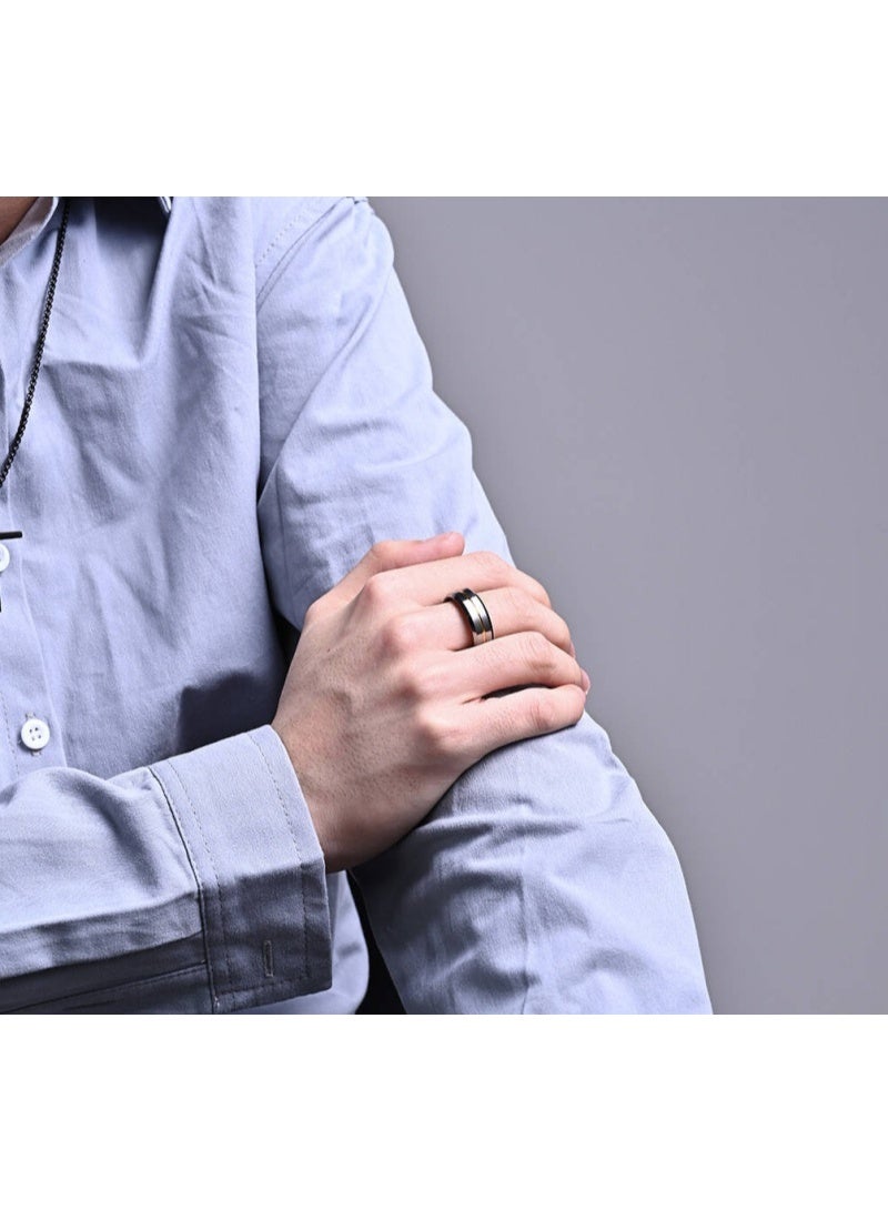 GiGi Elegant black stainless steel ring, rust-resistant, with a distinctive classic design, suitable for both men and women - Image 4
