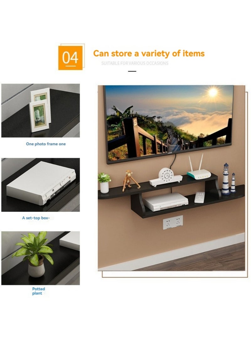 XiuWoo Creative Simplicity Wall-Mounted TV Shelf Background Wall Set ,Floating Shelves,Top Box Router DVD Player Small Electronic Products Versatile Punch Storage Shelf Storage Box Decorative Frame - Image 4
