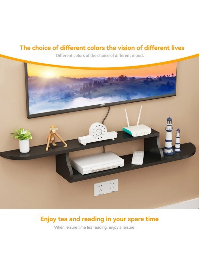 XiuWoo Creative Simplicity Wall-Mounted TV Shelf Background Wall Set ,Floating Shelves,Top Box Router DVD Player Small Electronic Products Versatile Punch Storage Shelf Storage Box Decorative Frame - Image 3
