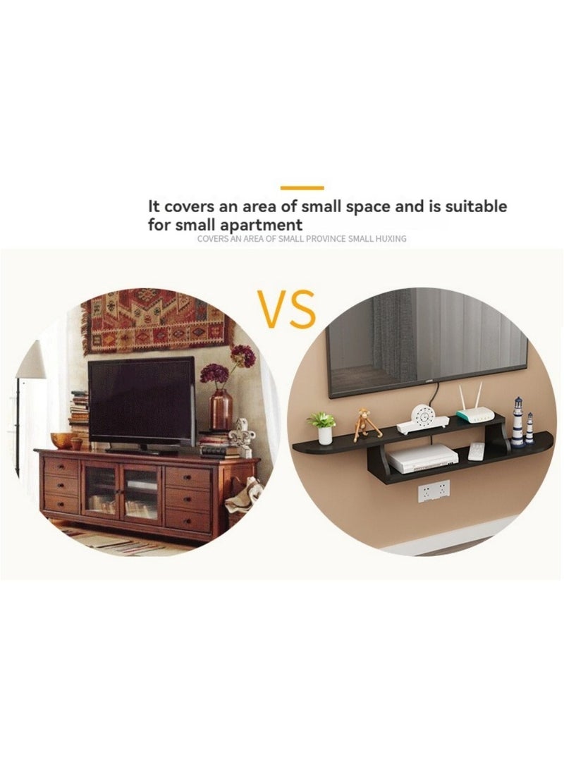 XiuWoo Creative Simplicity Wall-Mounted TV Shelf Background Wall Set ,Floating Shelves,Top Box Router DVD Player Small Electronic Products Versatile Punch Storage Shelf Storage Box Decorative Frame - Image 2