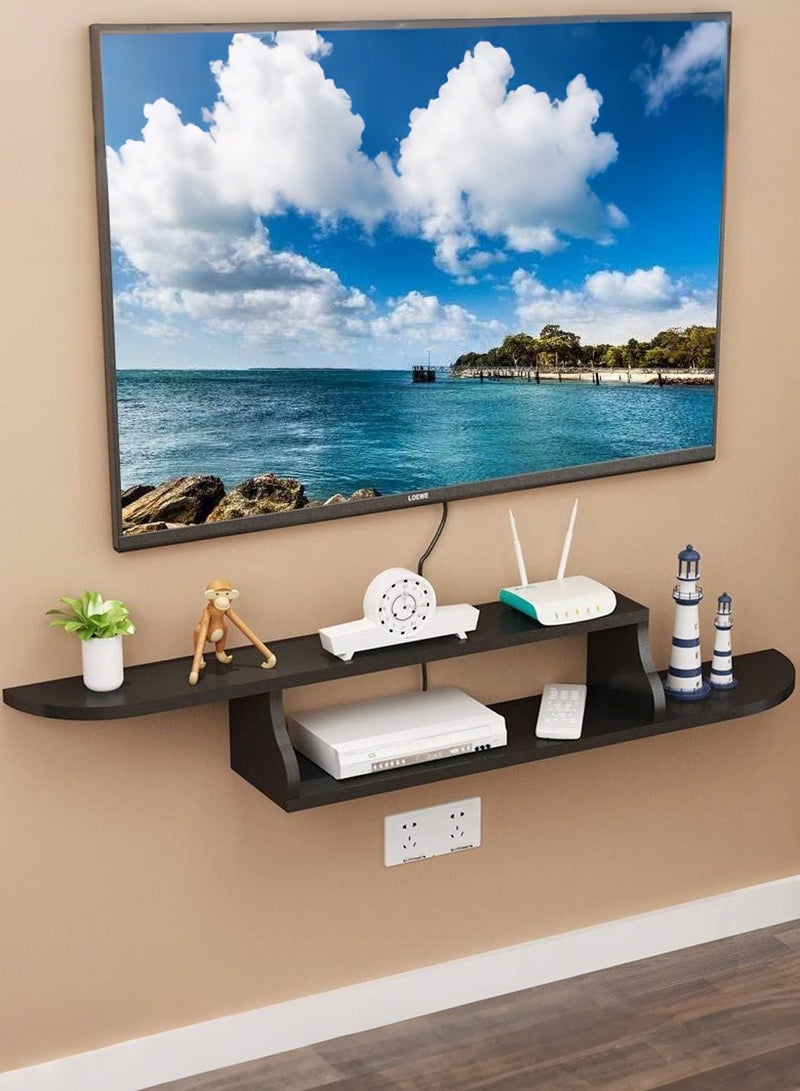 XiuWoo Creative Simplicity Wall-Mounted TV Shelf Background Wall Set ,Floating Shelves,Top Box Router DVD Player Small Electronic Products Versatile Punch Storage Shelf Storage Box Decorative Frame - Image 1