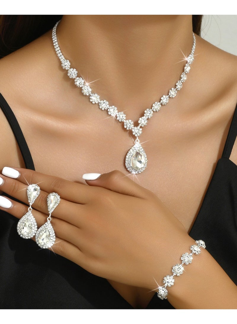 Mark Fairwhale Bridal Jewelry Set Necklace Earrings Bracelet Three Piece Set  - Image 2