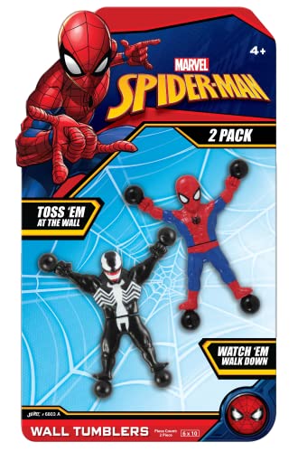 Ja-Ru JARU Spiderman Venom Window Crawler Wall Climbers Rolling Sticky Toys 1 Pack with 2 Figures Marvel Avengers Superheroes Fidget Toy Wacky Games Pinata Toys A68031 - Image 1