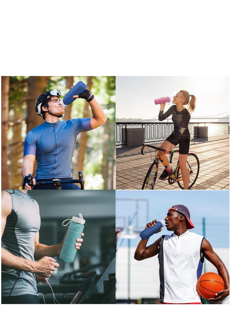 Y&D Collapsible Water Bottles 2 Pack BPA Free Silicone Leak proof Reusable Travel Bottle Lightweight Waterproof for Sport Working Out Camping Backpacking Hiking Green Grey - Image 3