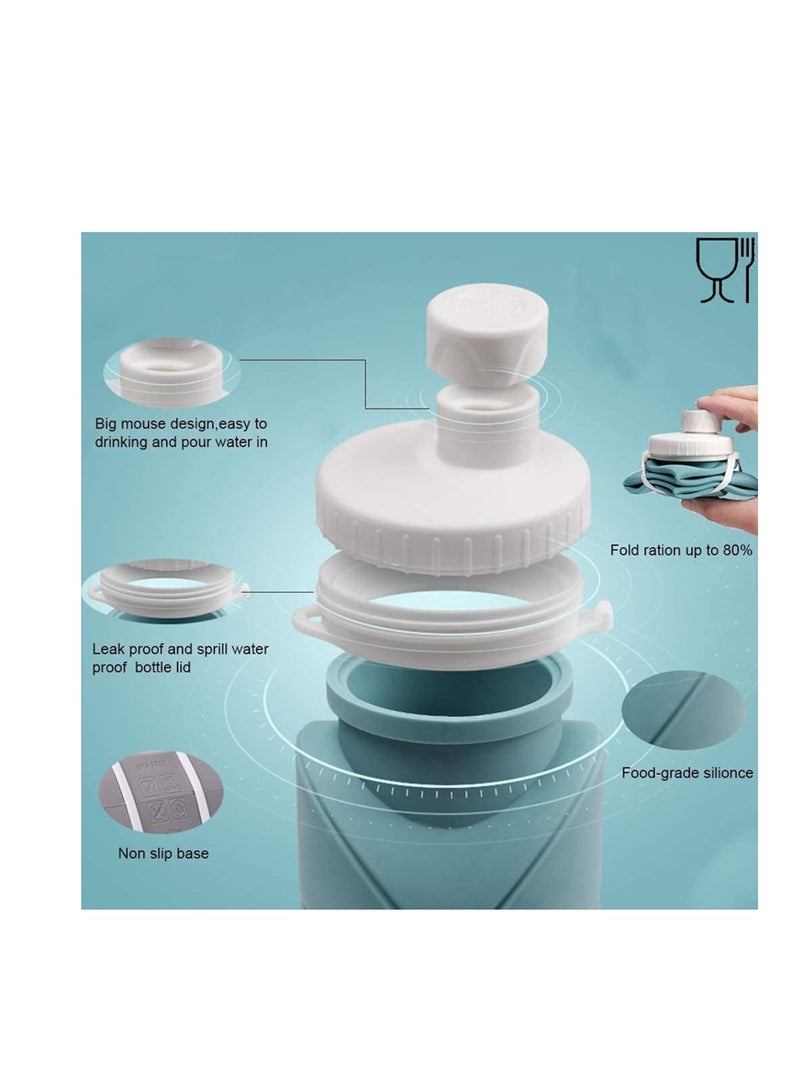 Y&D Collapsible Water Bottles 2 Pack BPA Free Silicone Leak proof Reusable Travel Bottle Lightweight Waterproof for Sport Working Out Camping Backpacking Hiking Green Grey - Image 2