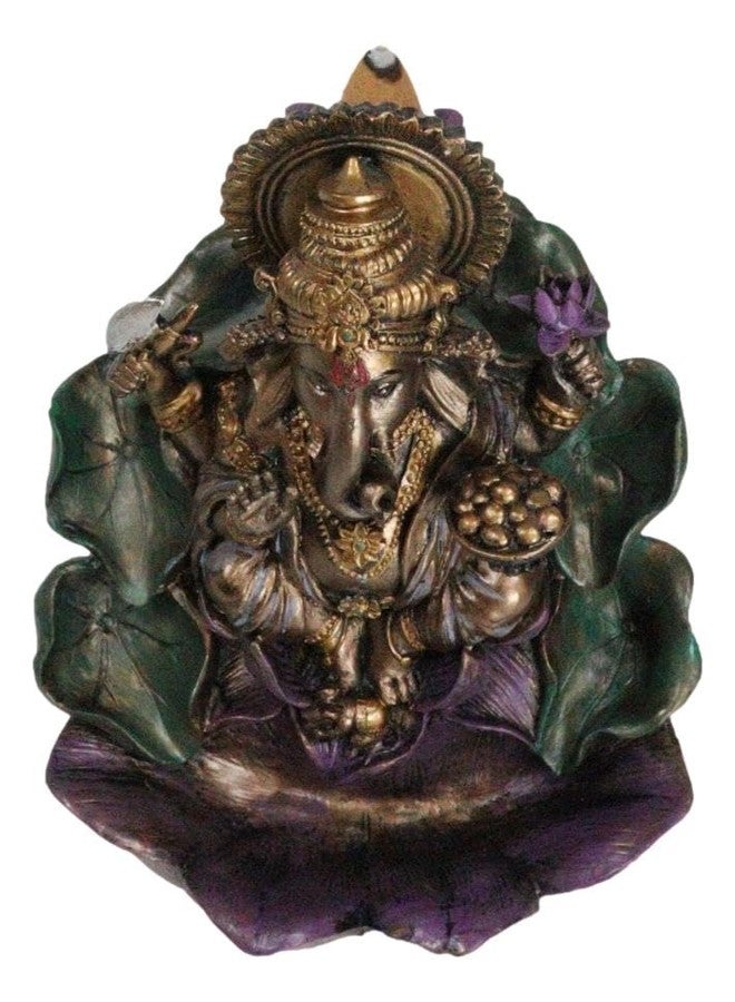 Ebros Gift Ebros Hindu Avatar Ganapati Lord Ganesha with 4 Hands Seated On Lotus Throne Backflow Cone Incense Burner Statue 6" Tall Hinduism Vastu God of Wisdom Success and Prosperity Altar Decor Figurine - Image 5