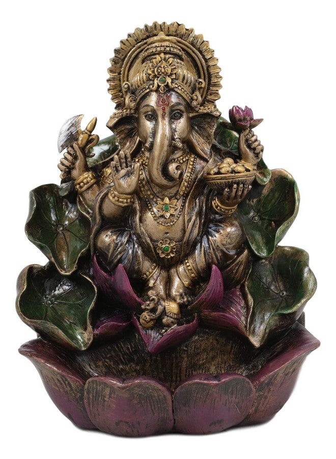 Ebros Gift Ebros Hindu Avatar Ganapati Lord Ganesha with 4 Hands Seated On Lotus Throne Backflow Cone Incense Burner Statue 6" Tall Hinduism Vastu God of Wisdom Success and Prosperity Altar Decor Figurine - Image 4