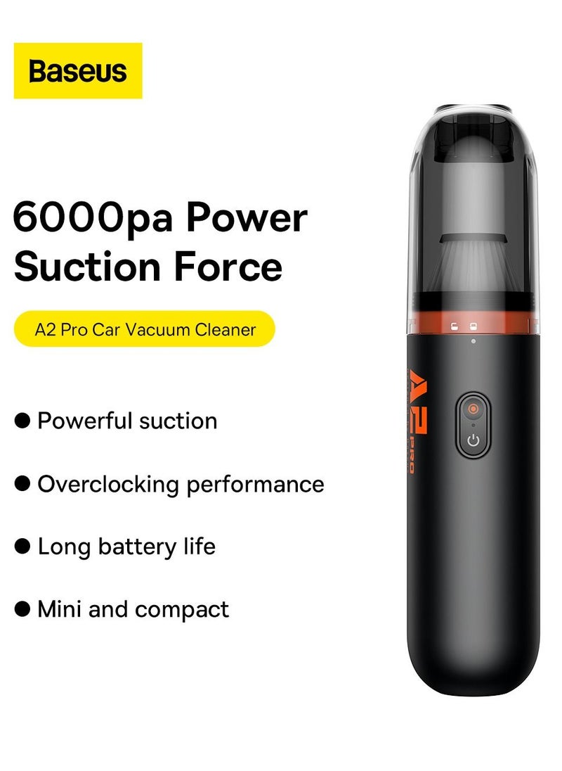 Baseus Mini Handheld Vacuum Cleaner, 6,000Pa Strong Suction Power, Rechargeable Cordless Car Vacuum with USB-C Charging, Lightweight and Compact for Cleaning Car Interior, Home, Office, Pet Hair, Sofa, Keyboard and Dust - Compact and Easy to Use (Black)  - Image 2