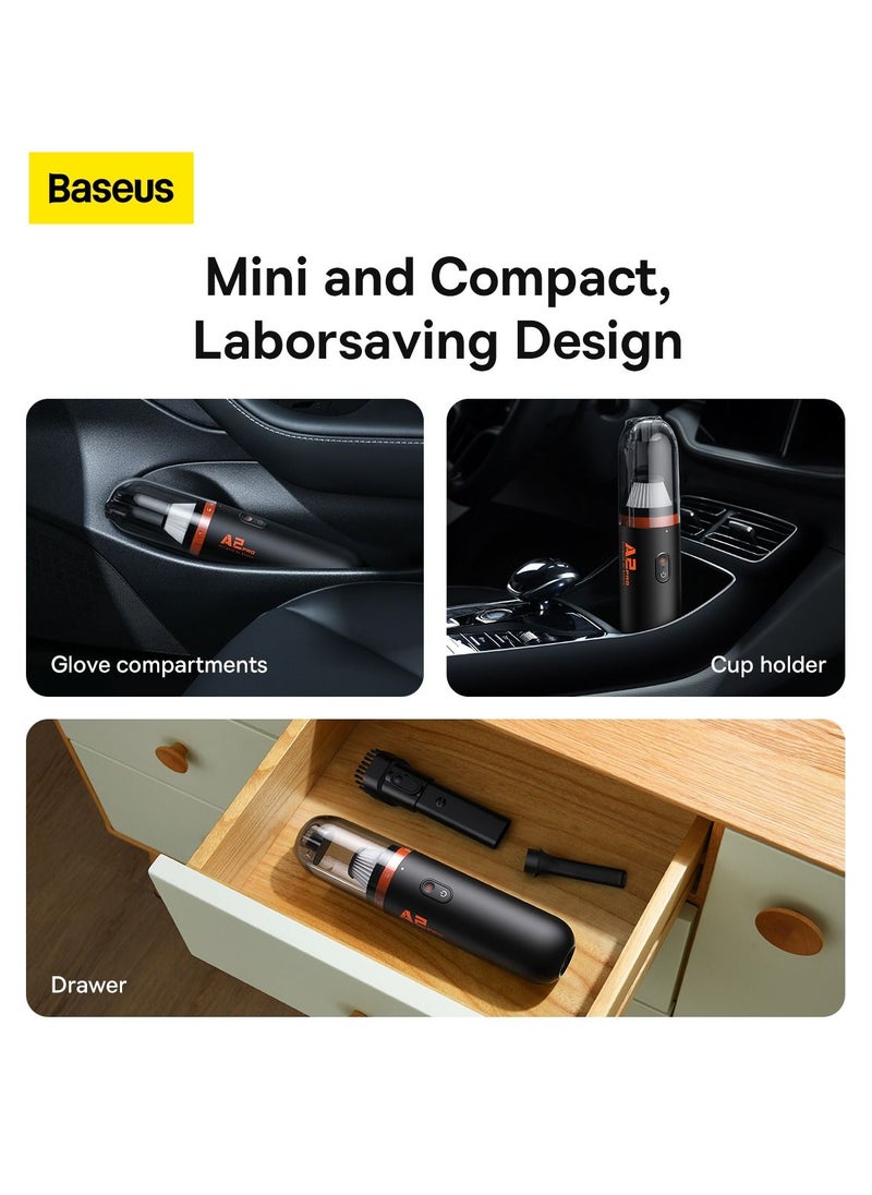 Baseus Mini Handheld Vacuum Cleaner, 6,000Pa Strong Suction Power, Rechargeable Cordless Car Vacuum with USB-C Charging, Lightweight and Compact for Cleaning Car Interior, Home, Office, Pet Hair, Sofa, Keyboard and Dust - Compact and Easy to Use (Black)  - Image 5