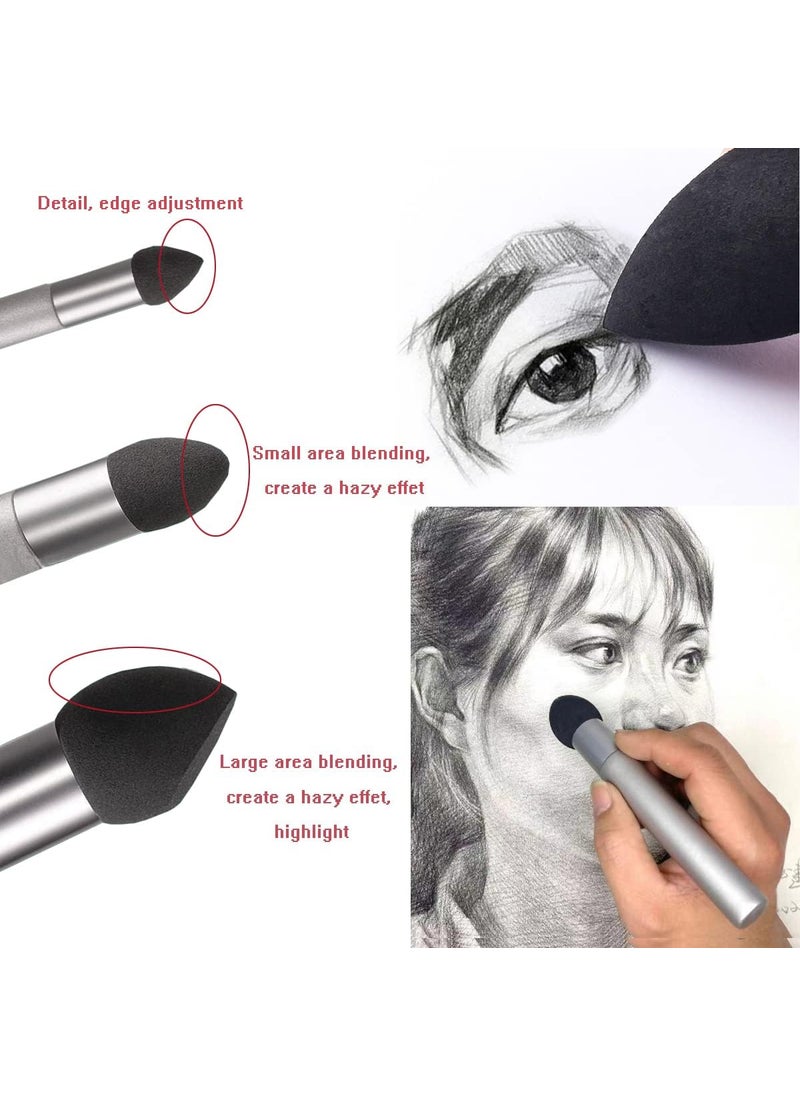 Starsouce 3Pcs Artist Blending Sponge Pen Washable Sketch Rubbing Sponge Brush Reusable Drawing Art Blenders Tools for Artist Professional Kids Student Sketch Drawing Correcting Lightening and Highlight  - Image 2