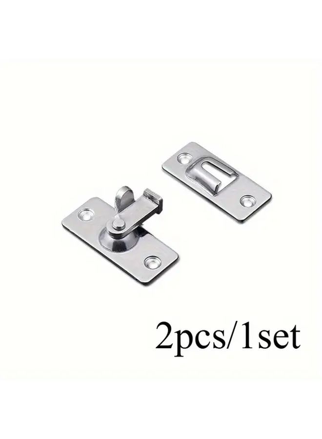 2Pcs Silvery Stainless Steel 90 Degree Right Angle Door Latch Security Slide Bolt Lock With Screws For Rv Home Office Car Keychain Accessories - Image 4