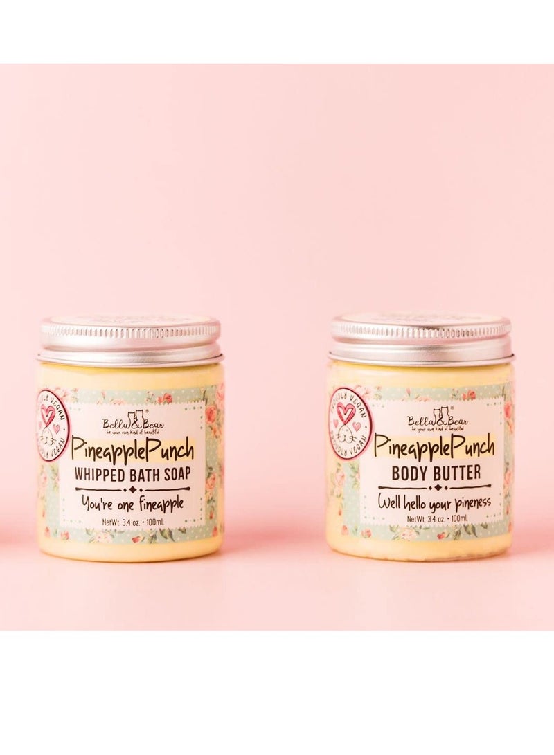 Bella & Bear Pineapple Body Butter, Hydrating Formula - Vegan Travel Size, 3.4oz' (3.4 oz)