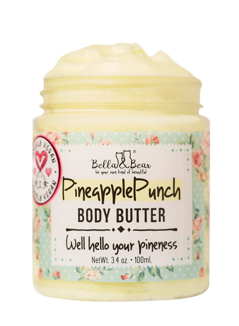 Bella & Bear Pineapple Body Butter, Hydrating Formula - Vegan Travel Size, 3.4oz' (3.4 oz)