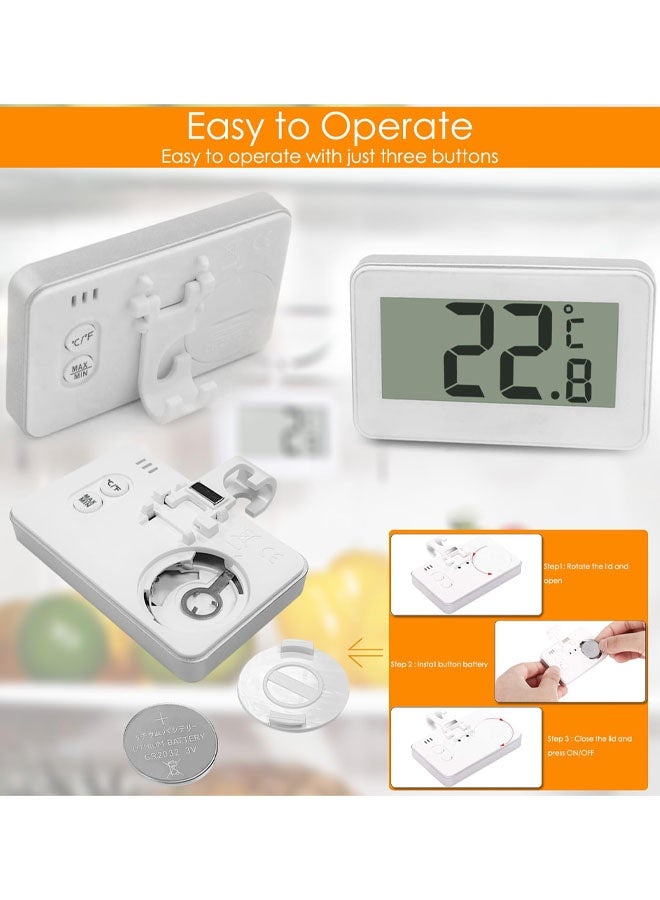 Fridge Thermometer with Max/Min Record, Easy Battery Replacement, High Accuracy Refrigerator Monitor For Kitchen, Basement Large LCD Digital Freezer Thermometer - Image 5